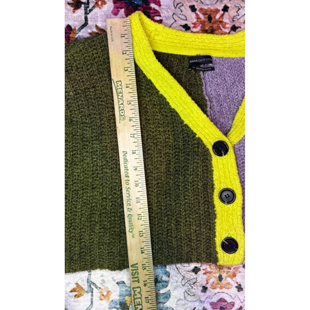 Urban Outfitters Sweater Womens Medium Cardigan Cropped Puff Sleeve Oversized - Picture 5 of 8